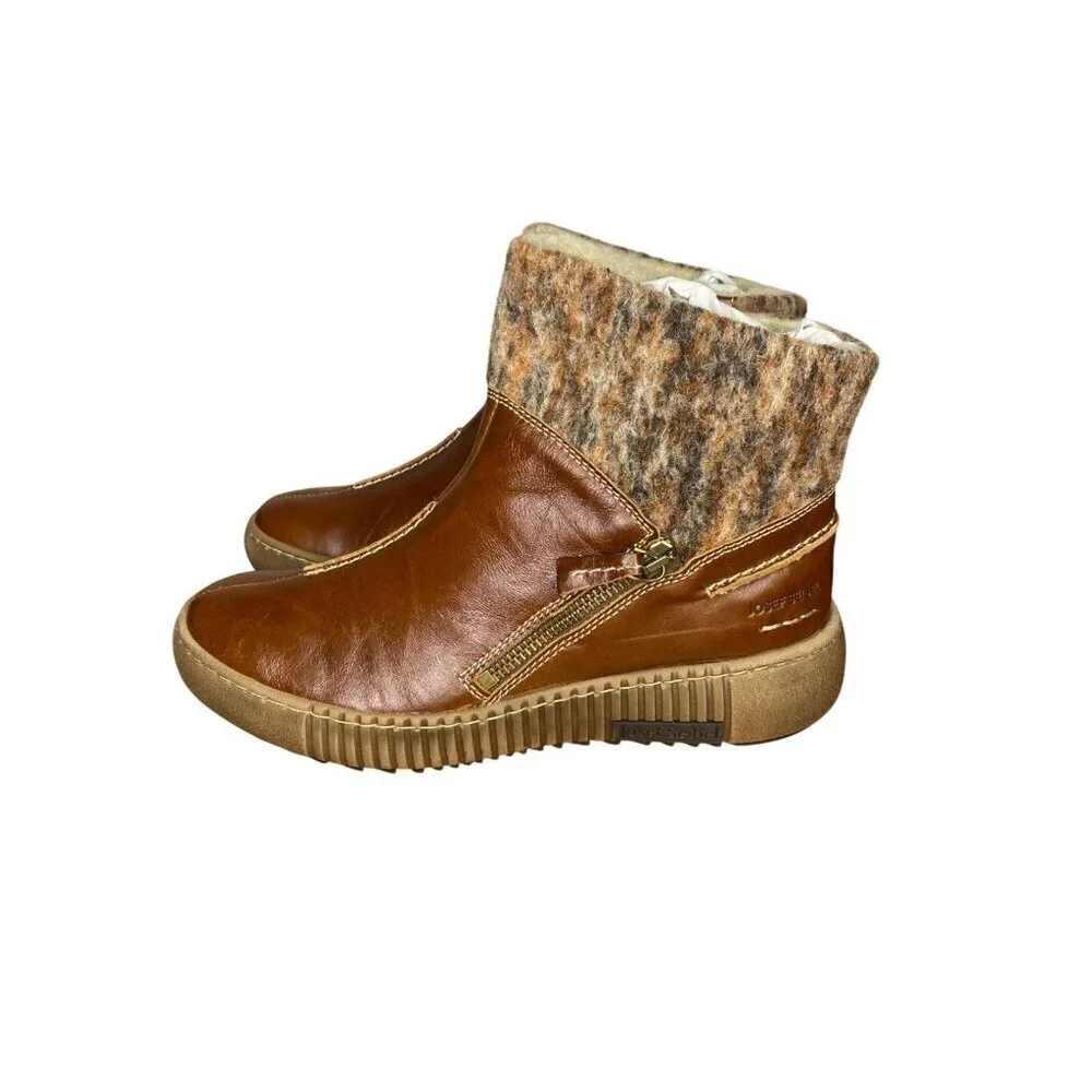 Josef Seibel Maren 22 Shearling-Lined Brown Leather Boots comfort size 6 / 37